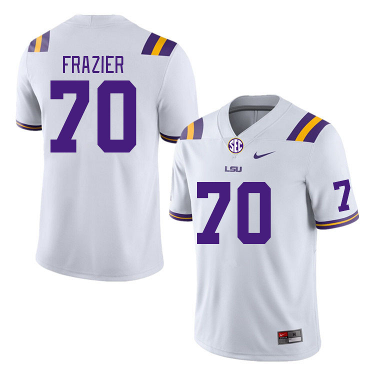 Men #70 Miles Frazier LSU Tigers College Football Jerseys Stitched-White